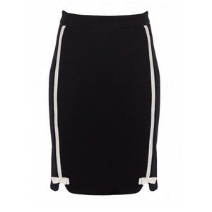 ALANNAH HILL Black Cream Bow Pinup Pencil Skirt XS